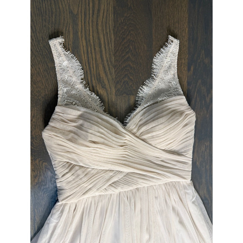 Hitherto BHLDN Tulle Lace Maxi Gown Dress Champagne Tan Romantic Fairy 6 - Picture 5 of 8